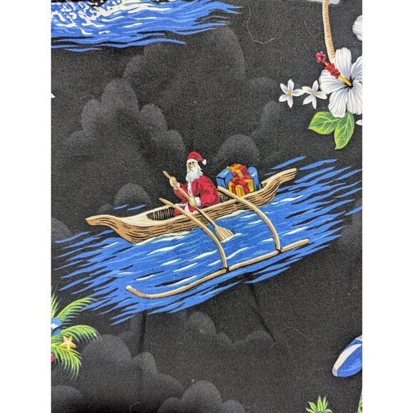 Pacific Legend Men's Black Christmas Hawaiian Pattern Button-Down Shirt Size 2XL - Picture 5 of 6